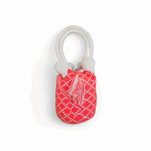 Coral and White Classic Tote Wayuu Mochila Bag