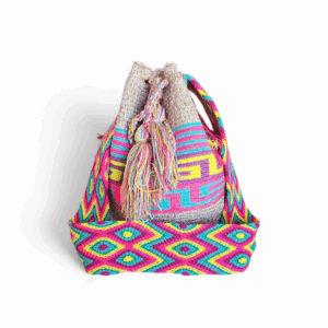 Beige Base Multicolor Geometric Wayuu Mochila Crossbody Bag