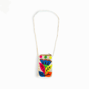 Beige Multicolor Floral Crossbody Wayuu Phone Pouch Bag