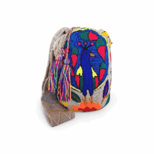 Beige Peacock Tapestry Crossbody Wayuu Mochila Bag