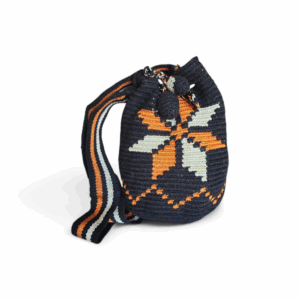 Black and Orange Star Classic Crossbody Wayuu Mochila Bag