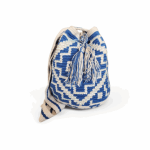 Blue and Beige Crystal Crossbody Wayuu Mochila Bag
