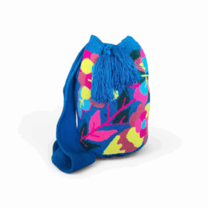 Blue Multicolor Floral Crossbody Wayuu Mochila Bag