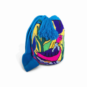 Blue Tropical Bird Tapestry Wayuu Mochila Bag