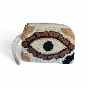 Brown & Cream Sparkle Mosaic Zip Pouch