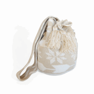 Champagne and Ivory Crystal Snowflake Crossbody Wayuu Mochila Bag