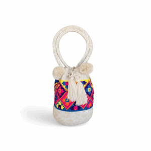 Cream and Multicolor Classic Tote Wayuu Mochila Bag
