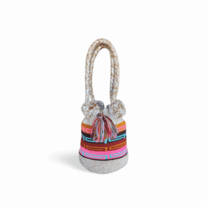 Desert Bloom Pink & Turquoise Boho Dual-Handle Wayuu Mochila Bag