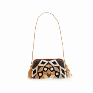 Earth-Tone Geometric Crossbody Wayuu Clutch Bag
