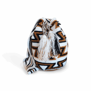 Ivory, Black, and Cocoa Geometric Wayuu Mochila Bag