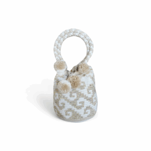 Ivory and Champagne Crystal Mini Wayuu Mochila Bag