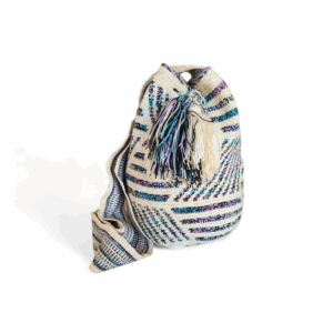 Ivory and Multicolor Minimalist Wayuu Crossbody Mochila Bag