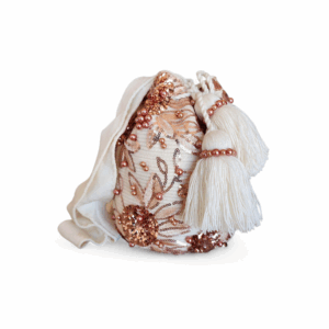 Ivory and Rose Gold Floral Beaded Luxury Wayuu Mochila Bag