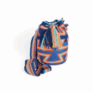 Navy, Orange & Aqua Classic Crossbody Wayuu Mochila Bag