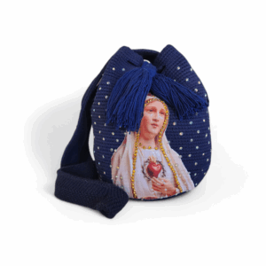 Navy Sacred Heart Virgen Maria Crossbody Wayuu Mochila Bag