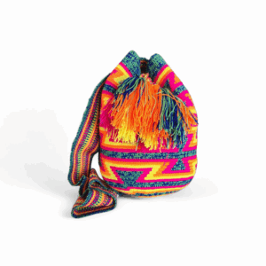 Neon Fiesta Geometric Wayuu Mochila Crossbody Bag