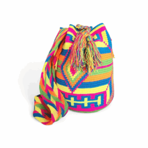 Neon Multicolor Geometric Crossbody Wayuu Mochila Bag