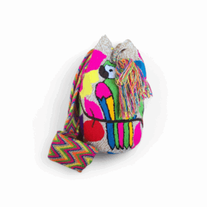 Neon Parrot & Tropical Flowers Crossbody Wayuu Mochila Bag