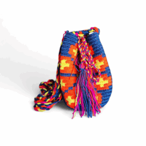 Neon Pink and Navy Mini Wayuu Crossbody Bag