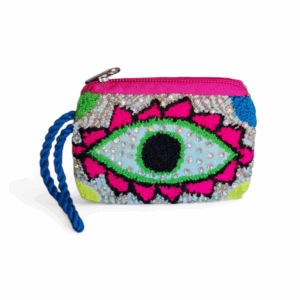 Neon Pink & Green Geometric Wayuu Coin Purse