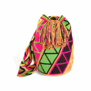 Neon Pink and Lime Classic Crossbody Wayuu Mochila Bag