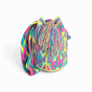 Neon Yellow & Teal Classic Crossbody Wayuu Mochila Bag