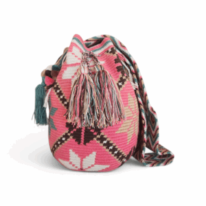 Pink and Teal Classic Crossbody Wayuu Mochila Bag