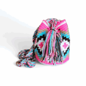 Pink & Teal Mini Crossbody Wayuu Mochila Bag
