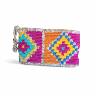 Pink, Teal and Orange Geometric Wayuu Coin Purse