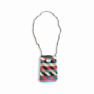 Teal and Pink Classic Wayuu Phone Crossbody Bag